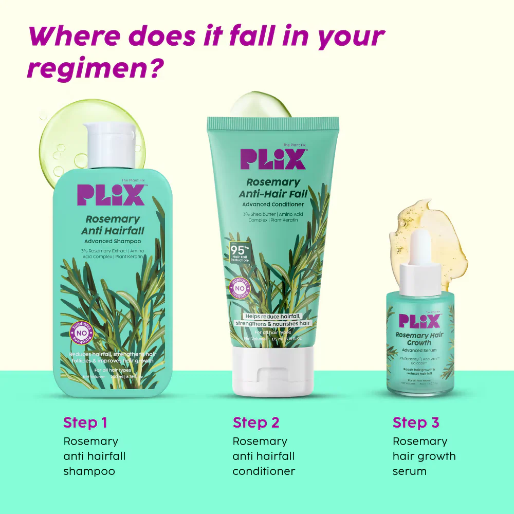PLIX The Plant Fix Rosemary Anti Hairfall Regime Advanced Shampoo & Conditioner - Image 6