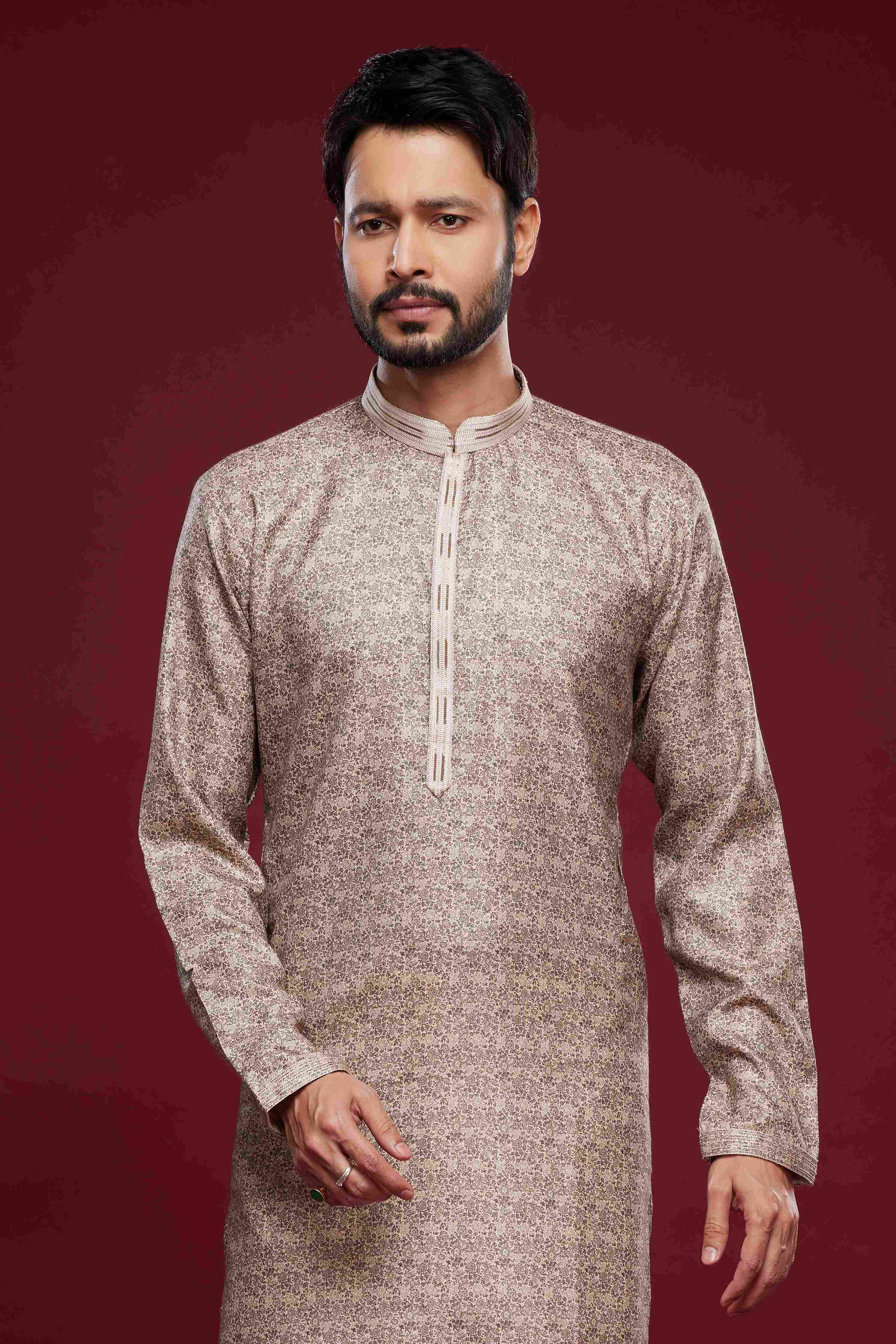 Raivat Ethnic Art Silk Digital Print Pintux Work Kurta Pajama In Brown Colour - Image 2