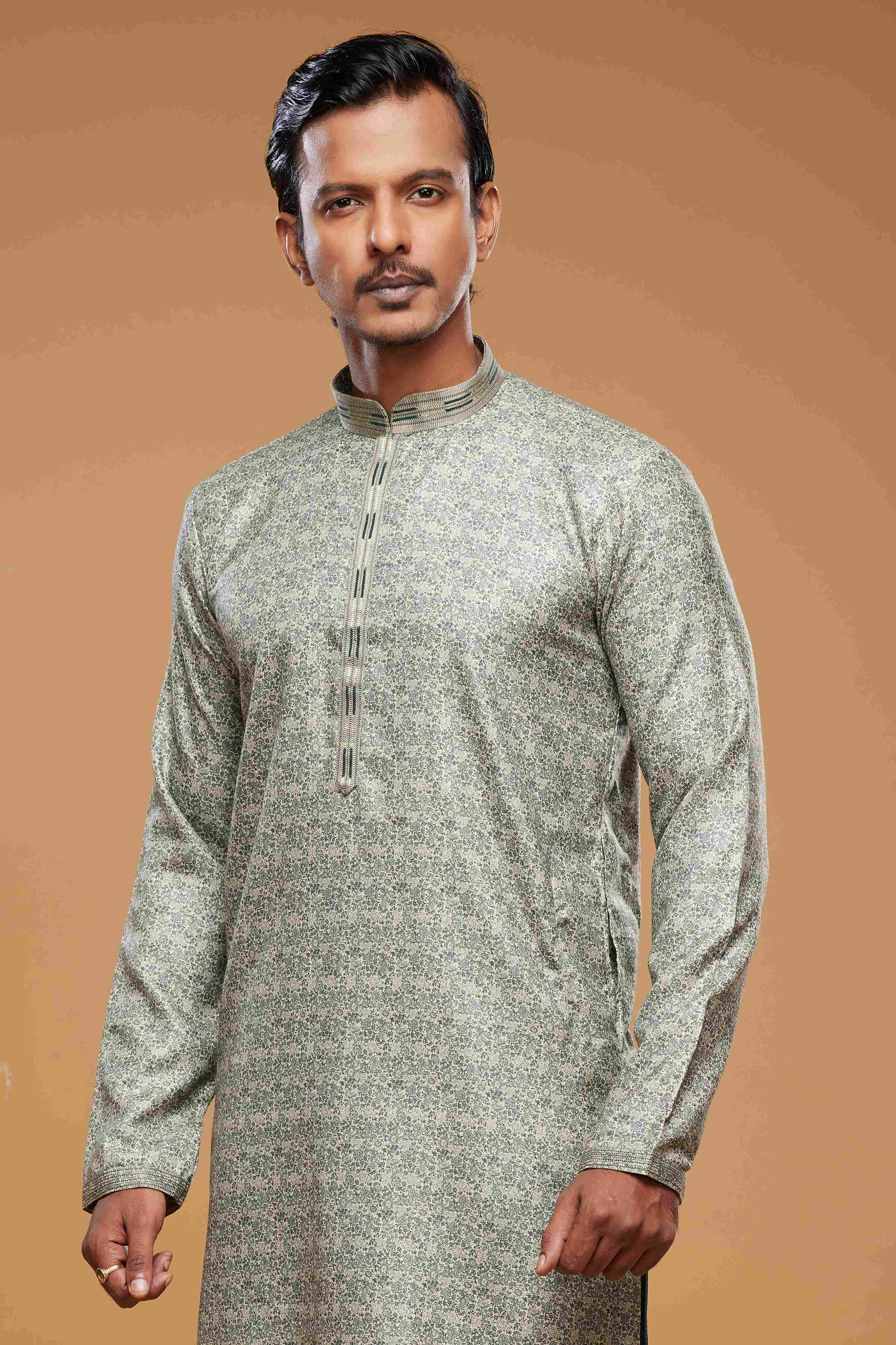 Raivat Ethnic Art Silk Digital Print Pintux Work Kurta Pajama In Green Colour - Image 2