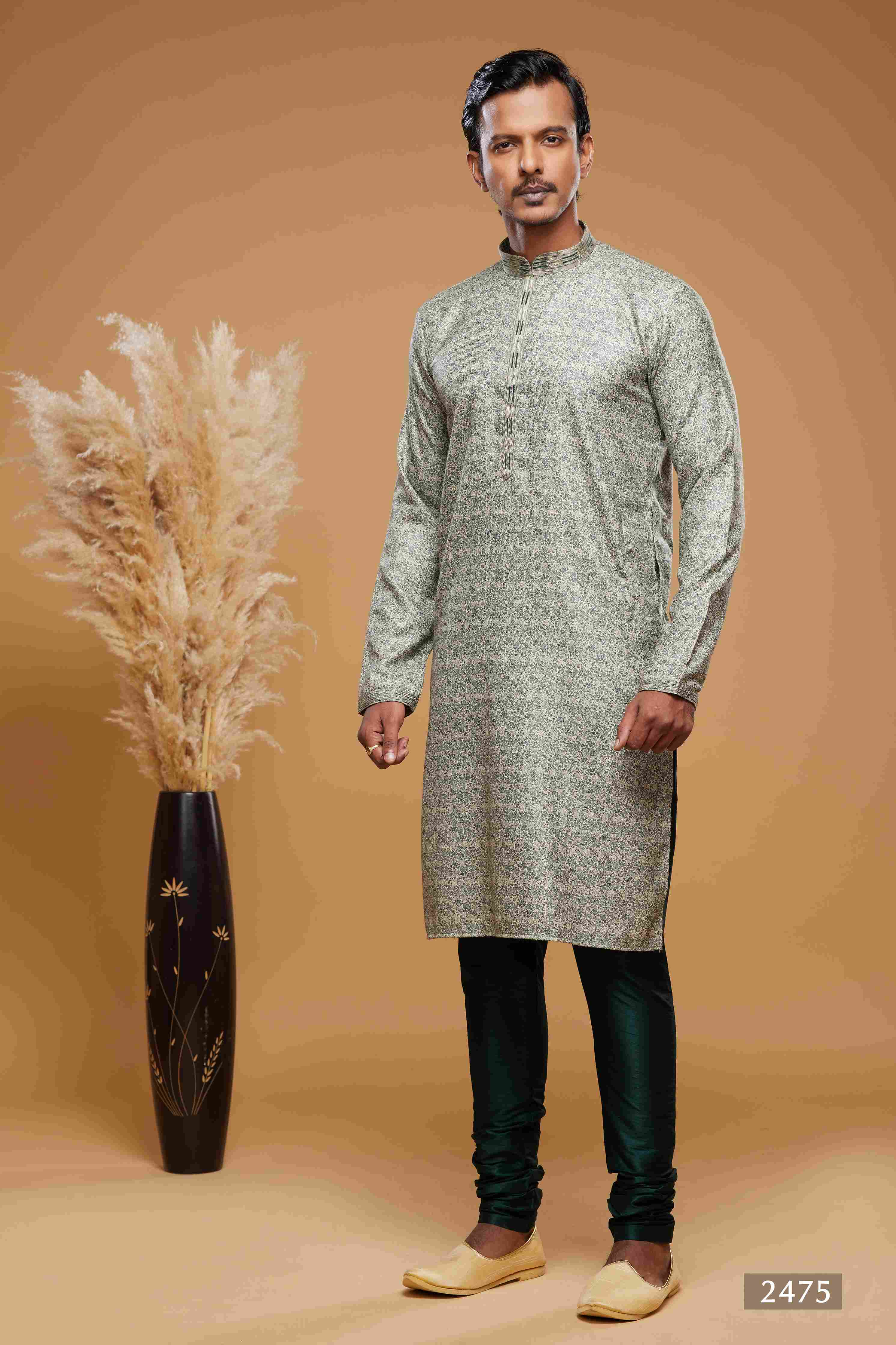 Raivat Ethnic Art Silk Digital Print Pintux Work Kurta Pajama In Green Colour - Image 3