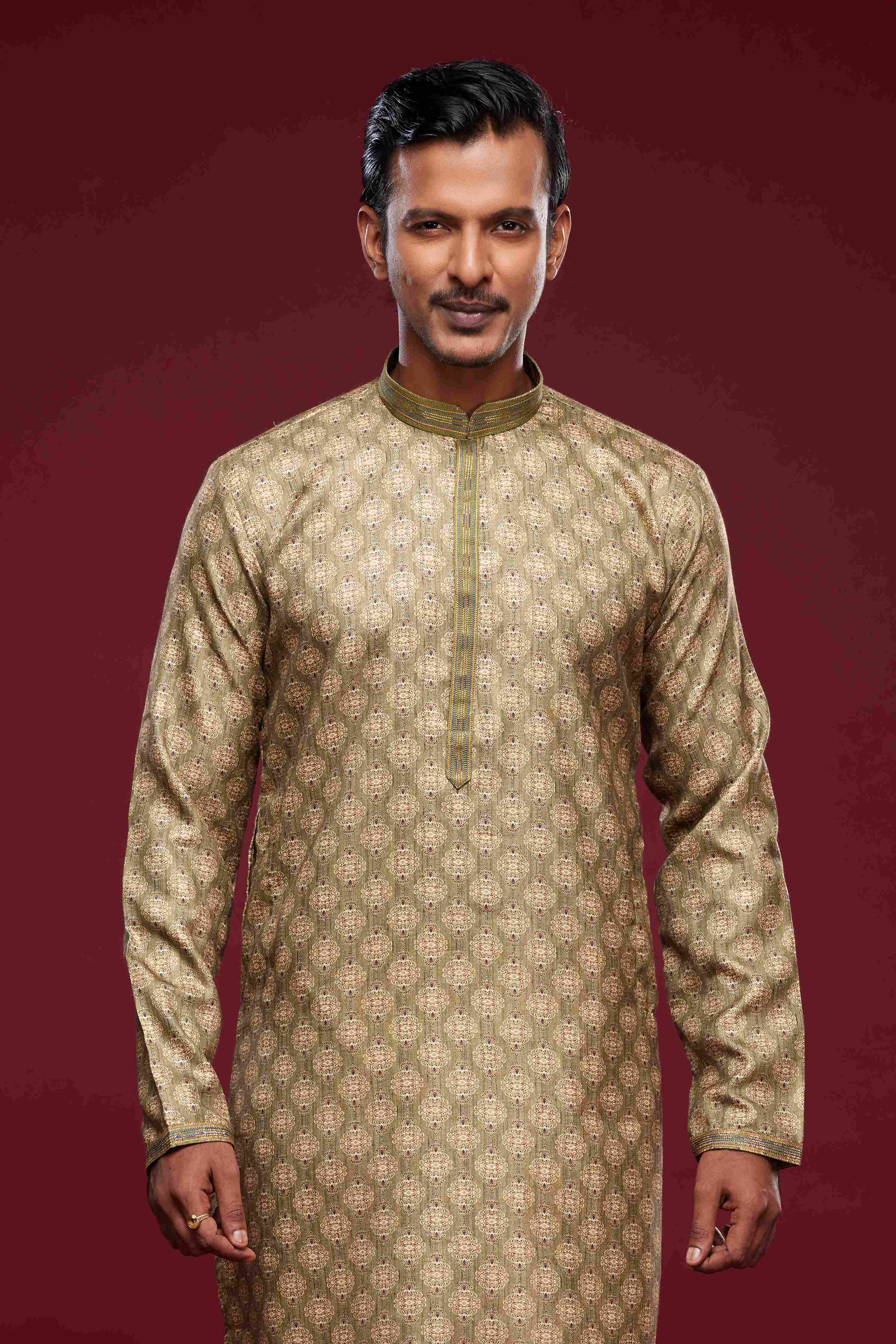 Raivat Ethnic Art Silk Digital Print Pintux Work Kurta Pajama In Light Green Colour - Image 2