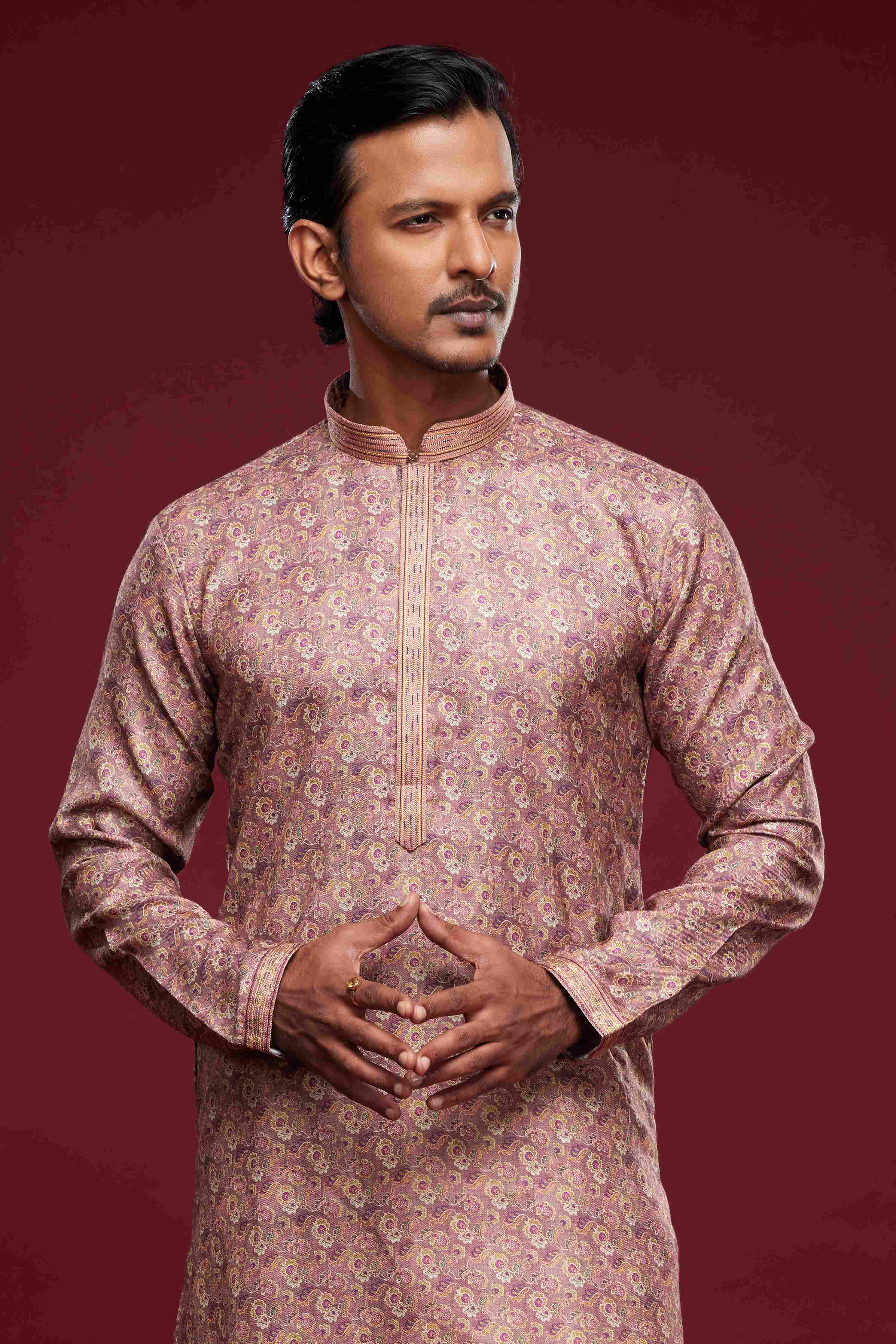 Raivat Ethnic Art Silk Digital Print Pintux Work Kurta Pajama In Light Pink Colour - Image 2