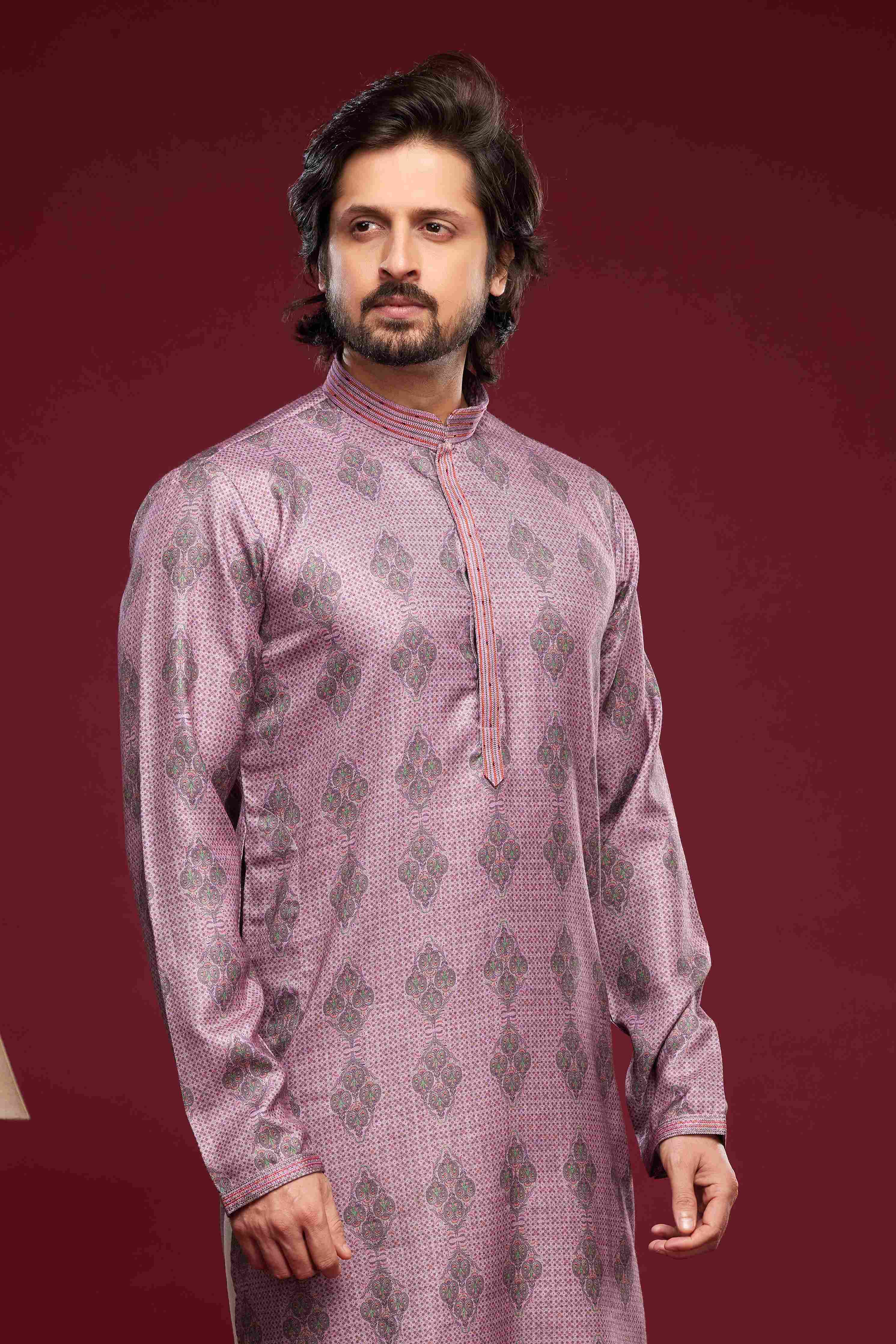 Raivat Ethnic Art Silk Digital Print Pintux Work Kurta Pajama In Magenta Colour - Image 2