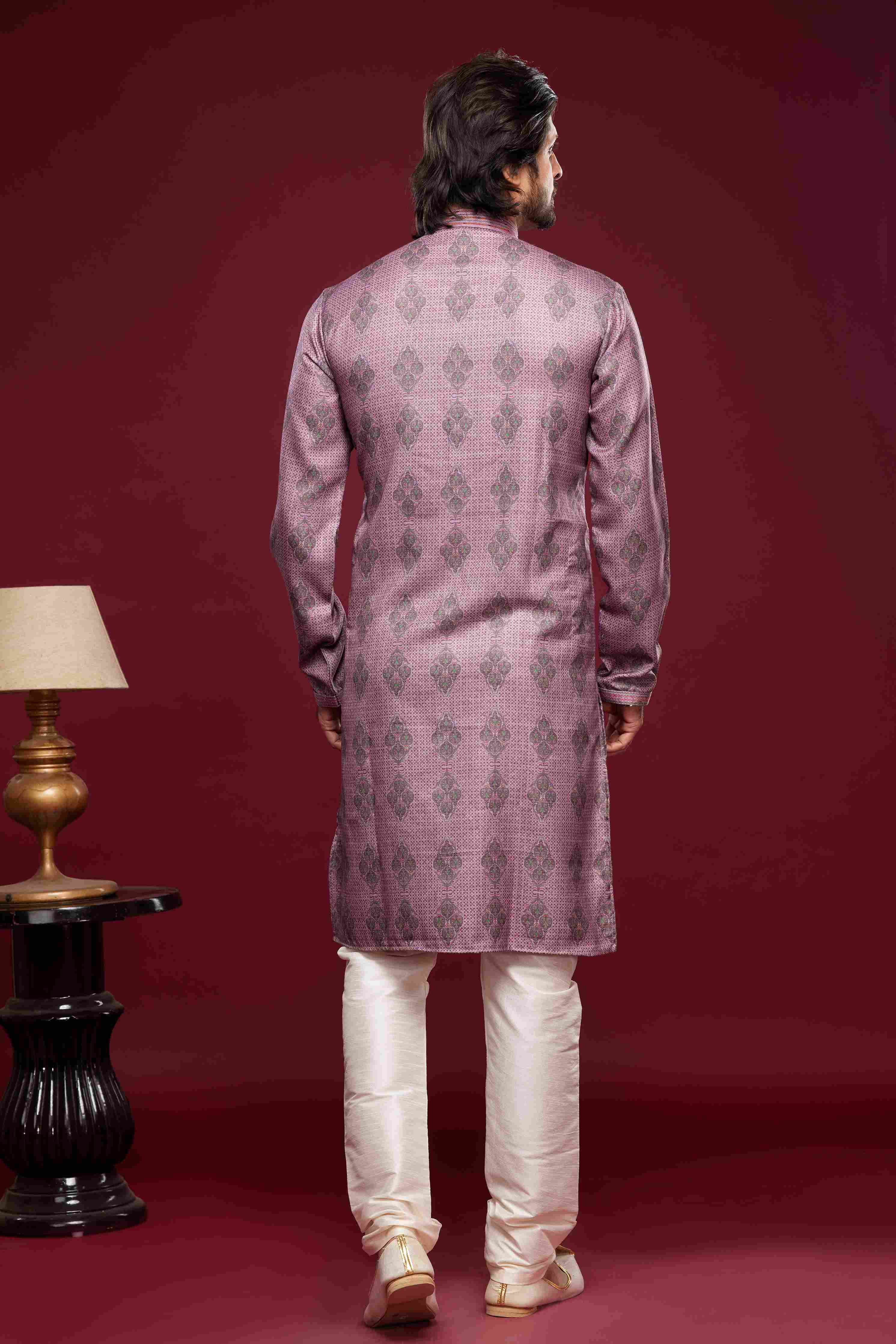 Raivat Ethnic Art Silk Digital Print Pintux Work Kurta Pajama In Magenta Colour - Image 4