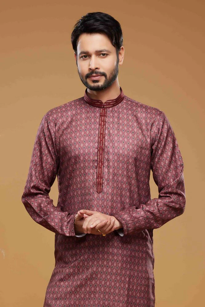 Raivat Ethnic Art Silk Digital Print Pintux Work Kurta Pajama In Maroon Colour - Image 2