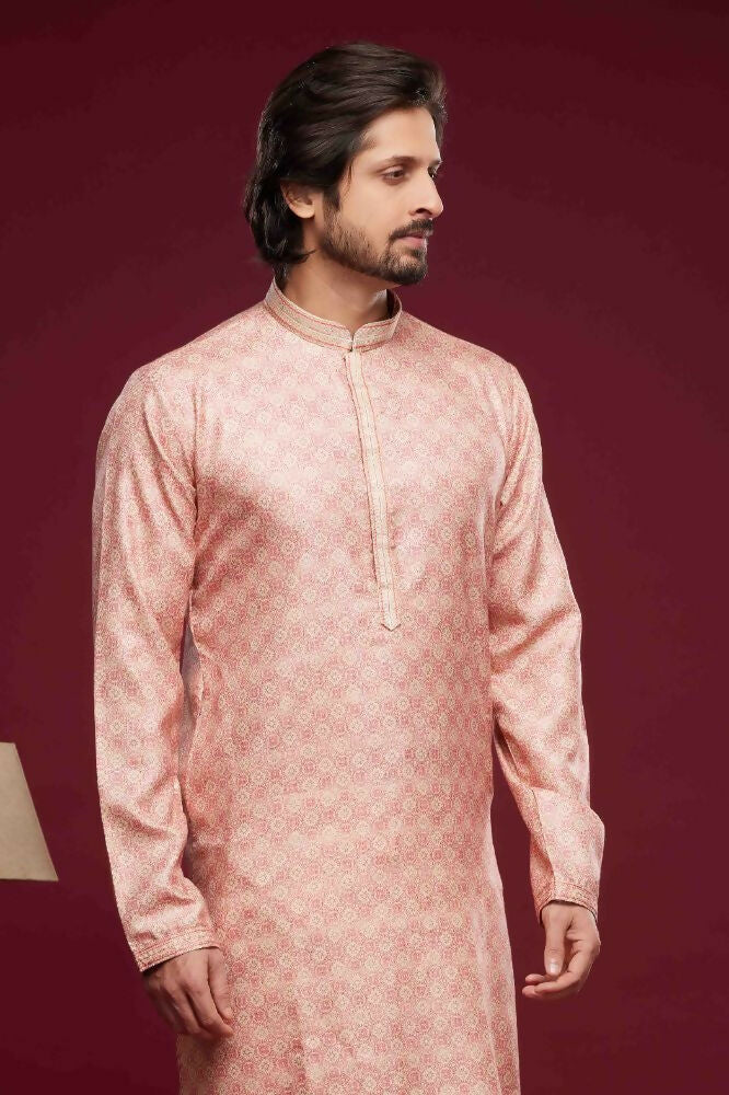Raivat Ethnic Art Silk Digital Print Pintux Work Kurta Pajama In Pink Colour - Image 2