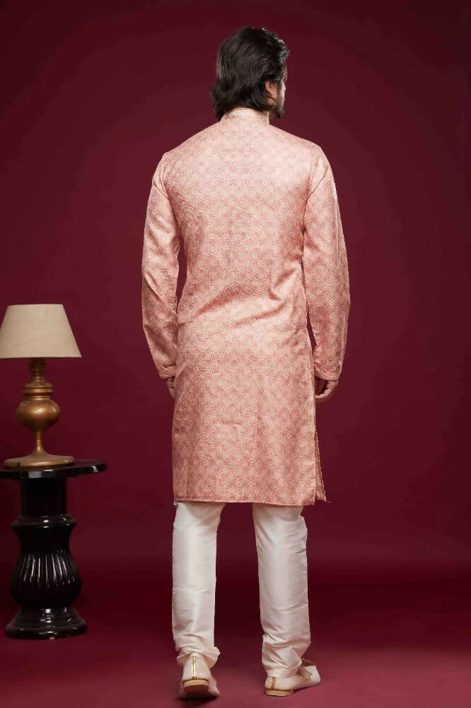 Raivat Ethnic Art Silk Digital Print Pintux Work Kurta Pajama In Pink Colour - Image 3