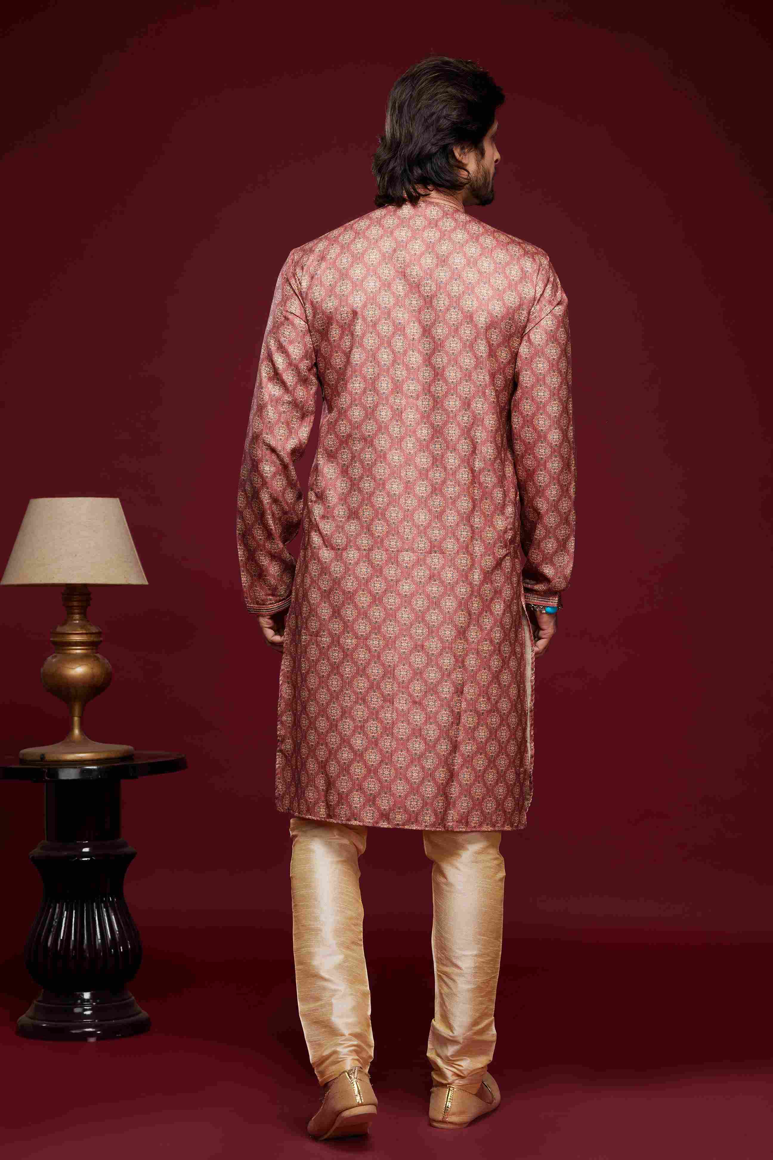 Raivat Ethnic Art Silk Digital Print Pintux Work Kurta Pajama In Pink Colour - Image 4