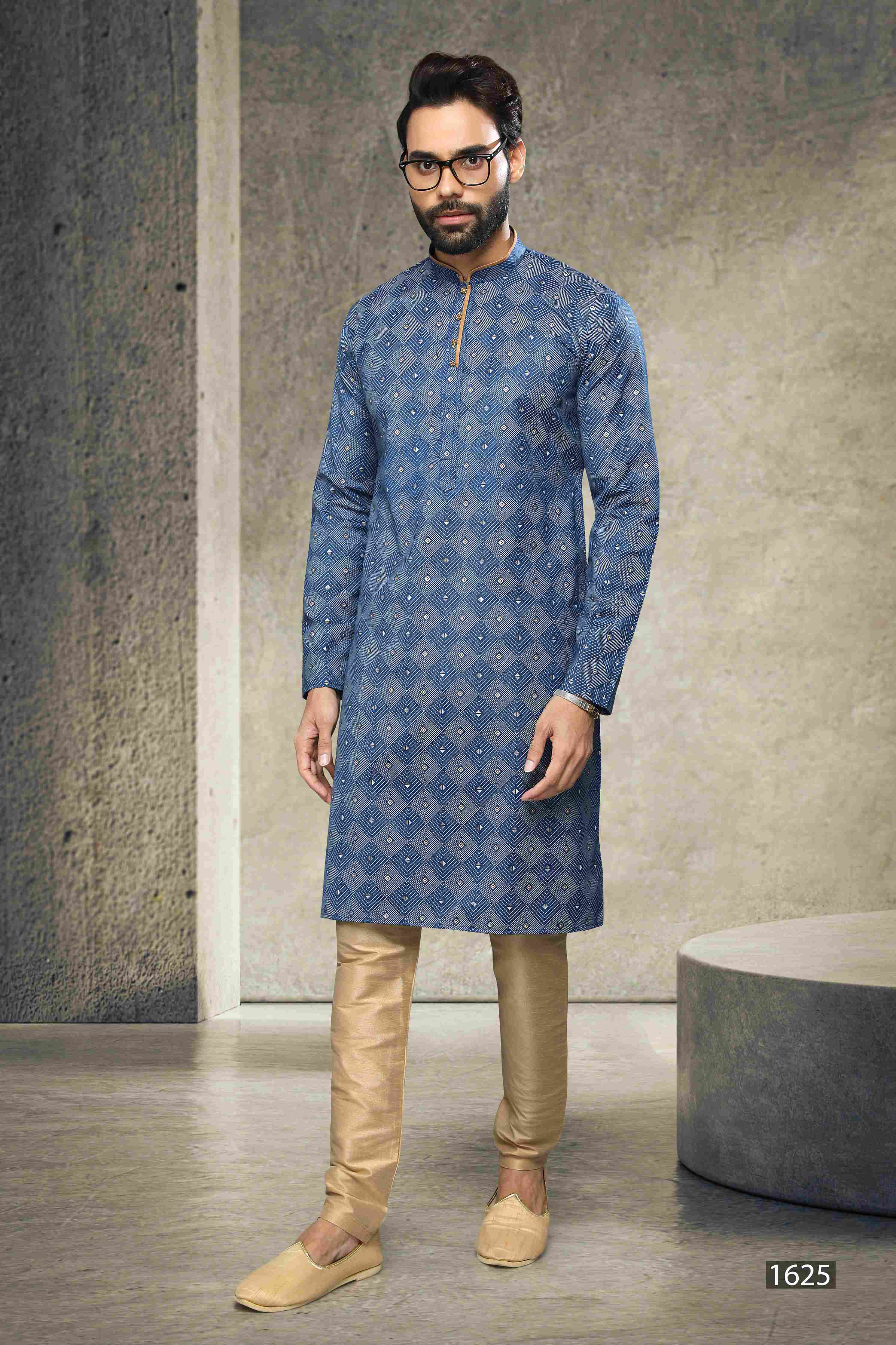 Raivat Ethnic Cotton Printed Work Kurta Pajama In Blue Colour - Image 2
