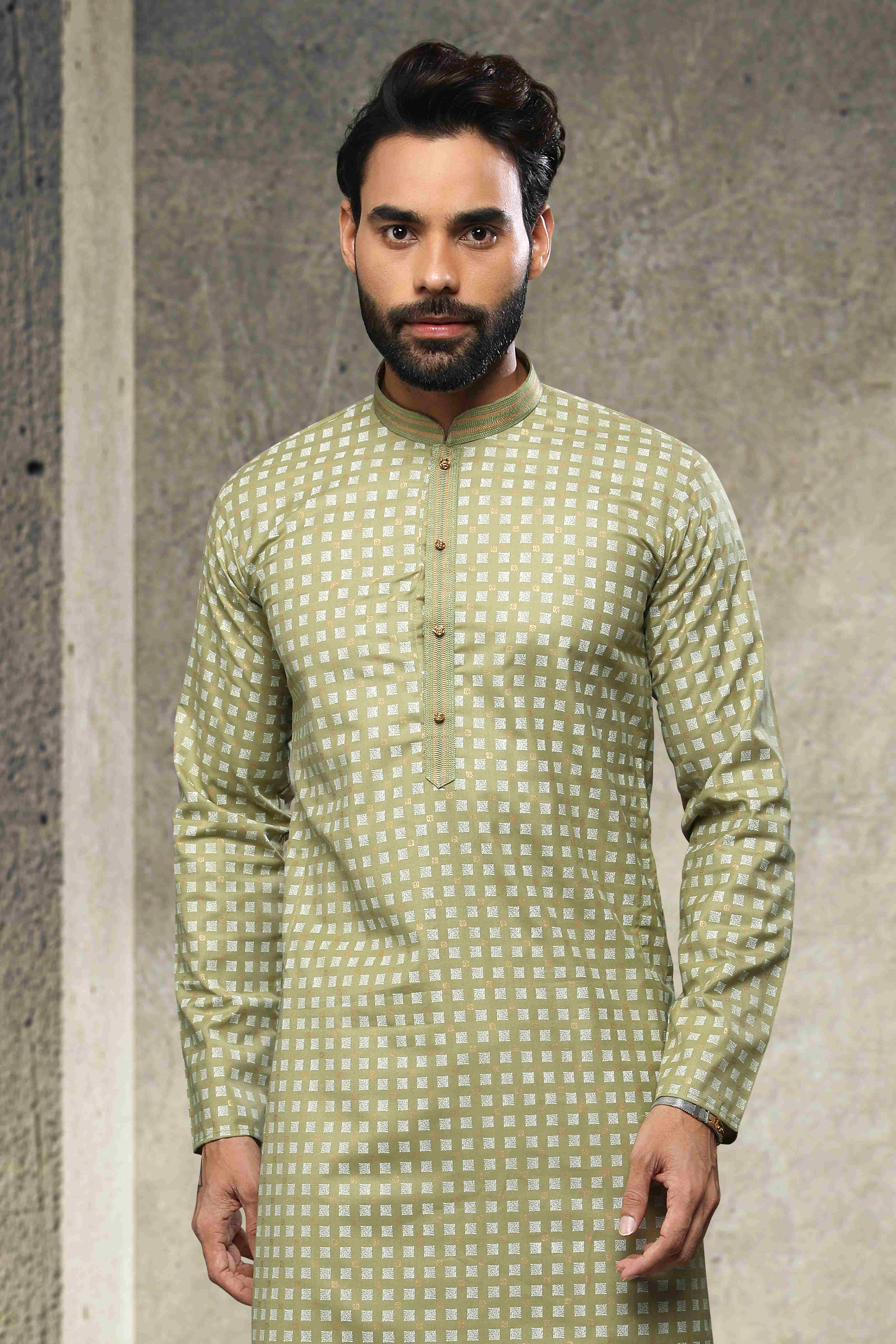 Raivat Ethnic Cotton Printed Work Kurta Pajama In Light Green Colour - Image 2