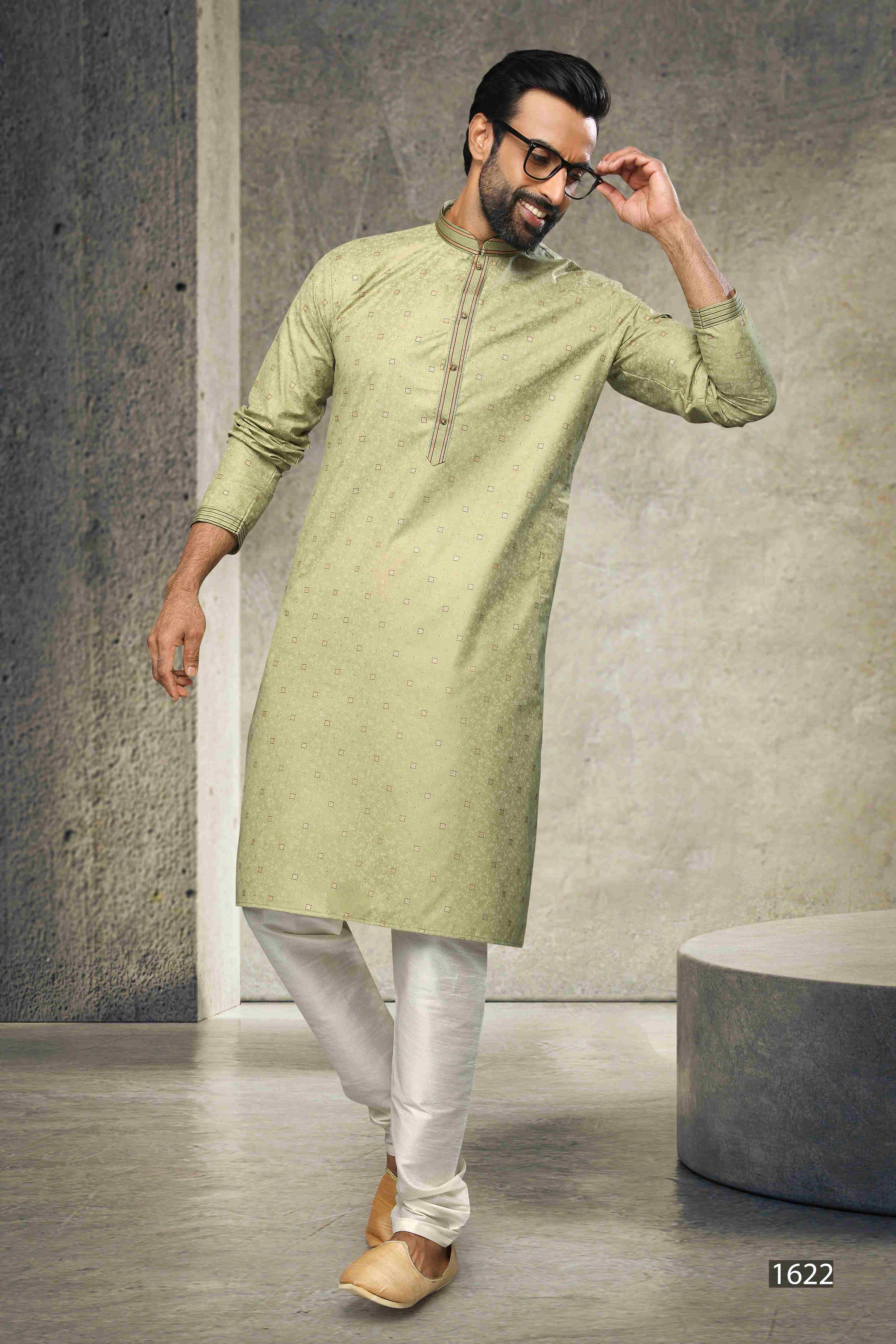 Raivat Ethnic Cotton Printed Work Kurta Pajama In Light Green Colour - Image 2
