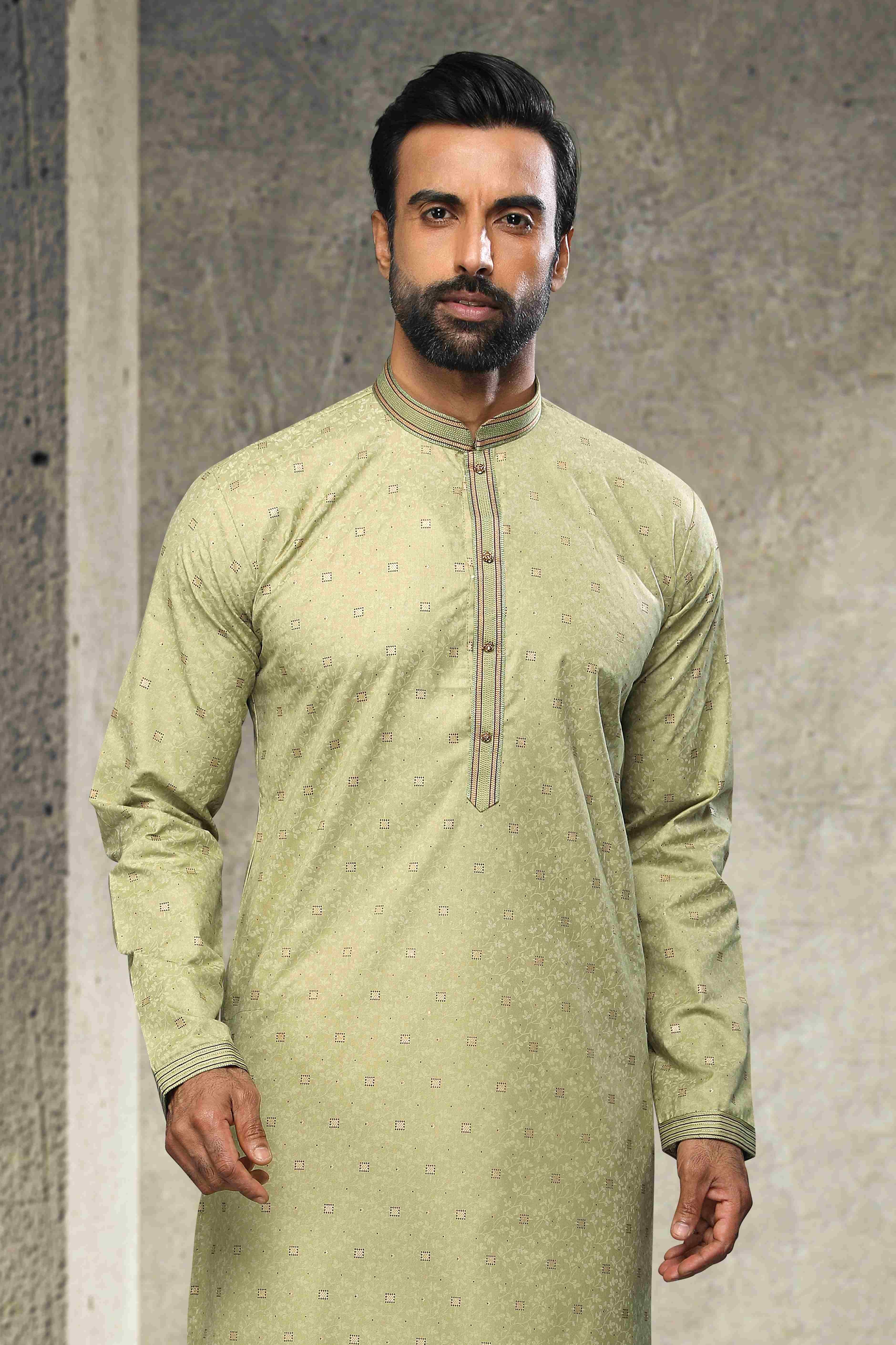 Raivat Ethnic Cotton Printed Work Kurta Pajama In Light Green Colour - Image 4