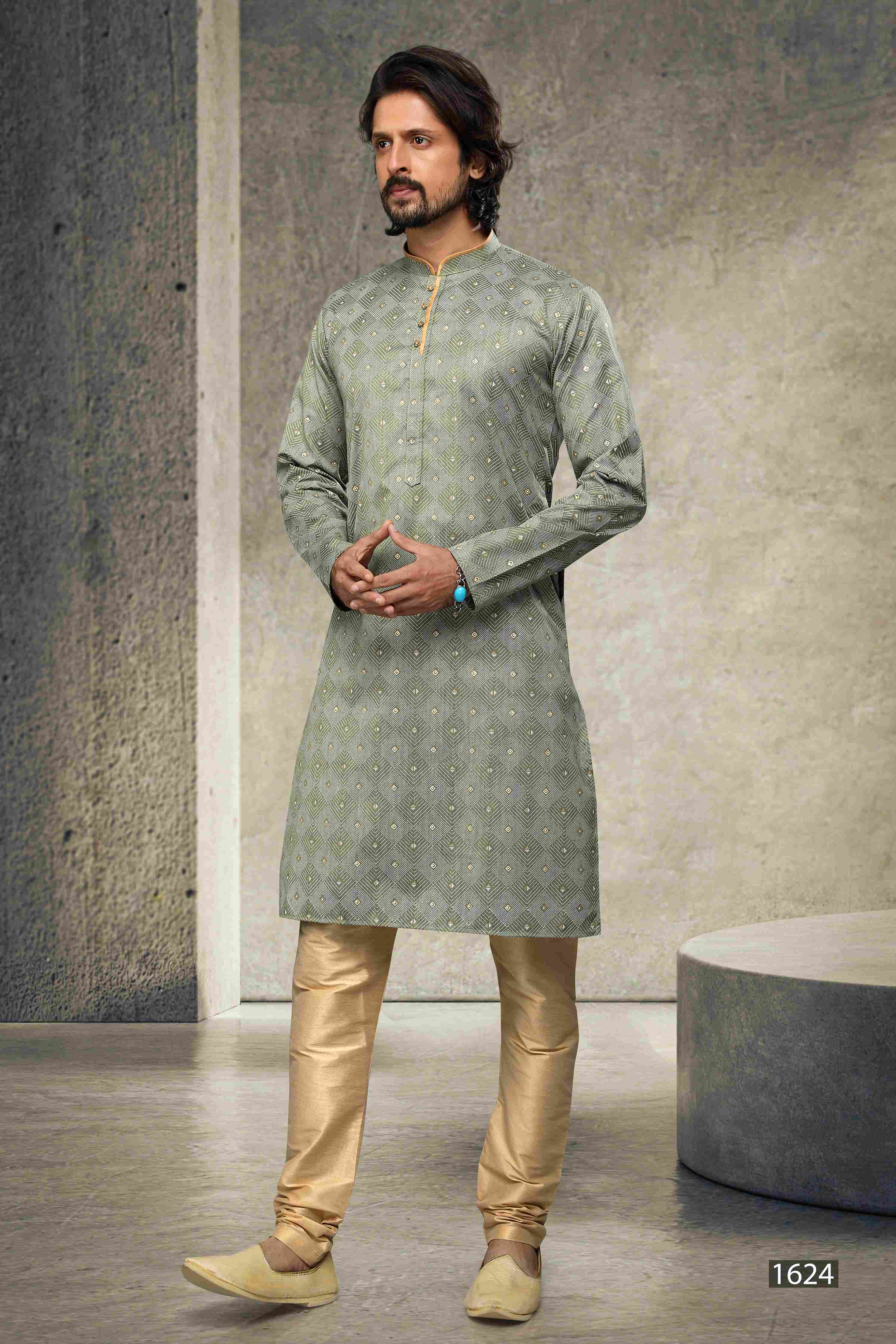 Raivat Ethnic Cotton Printed Work Kurta Pajama In Pastel Green Colour - Image 2
