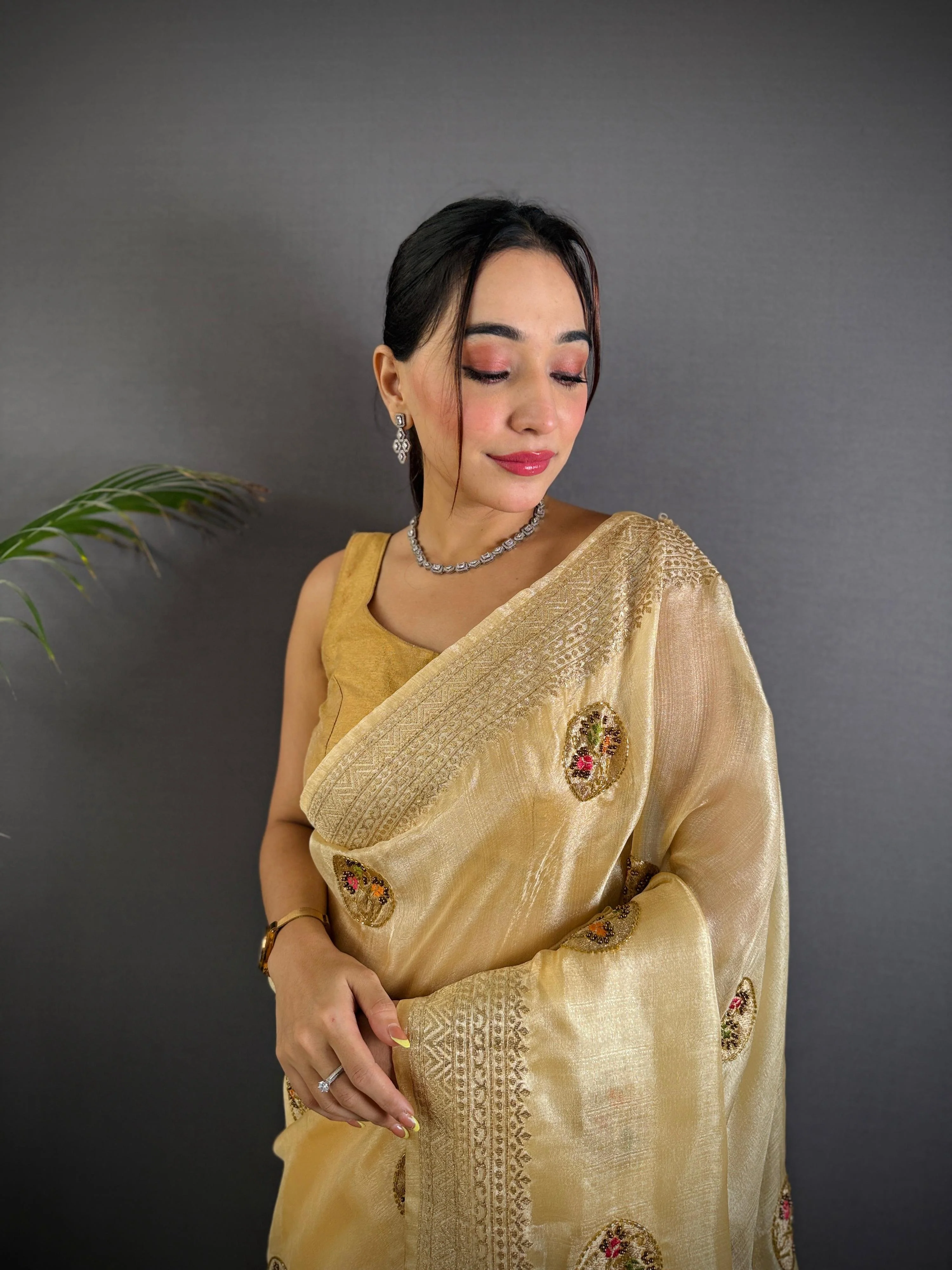 Sonakshi Women'S Chandan Pure Organza Silk With Attractive Embroidery Work Traditional Saree With Blouse - Image 3