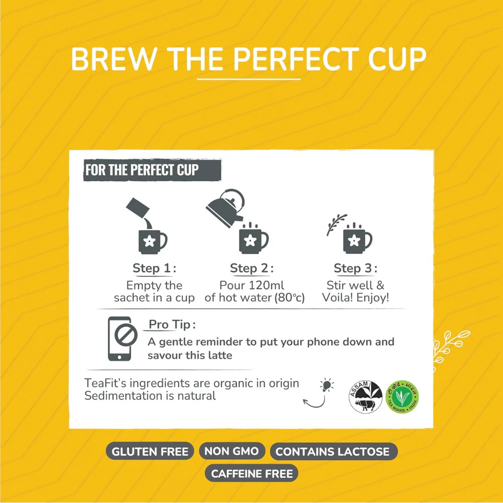 TeaFit AM/PM Wellness No Sugar Tea Premix - Ginger Tea & Turmeric Latte - Image 6