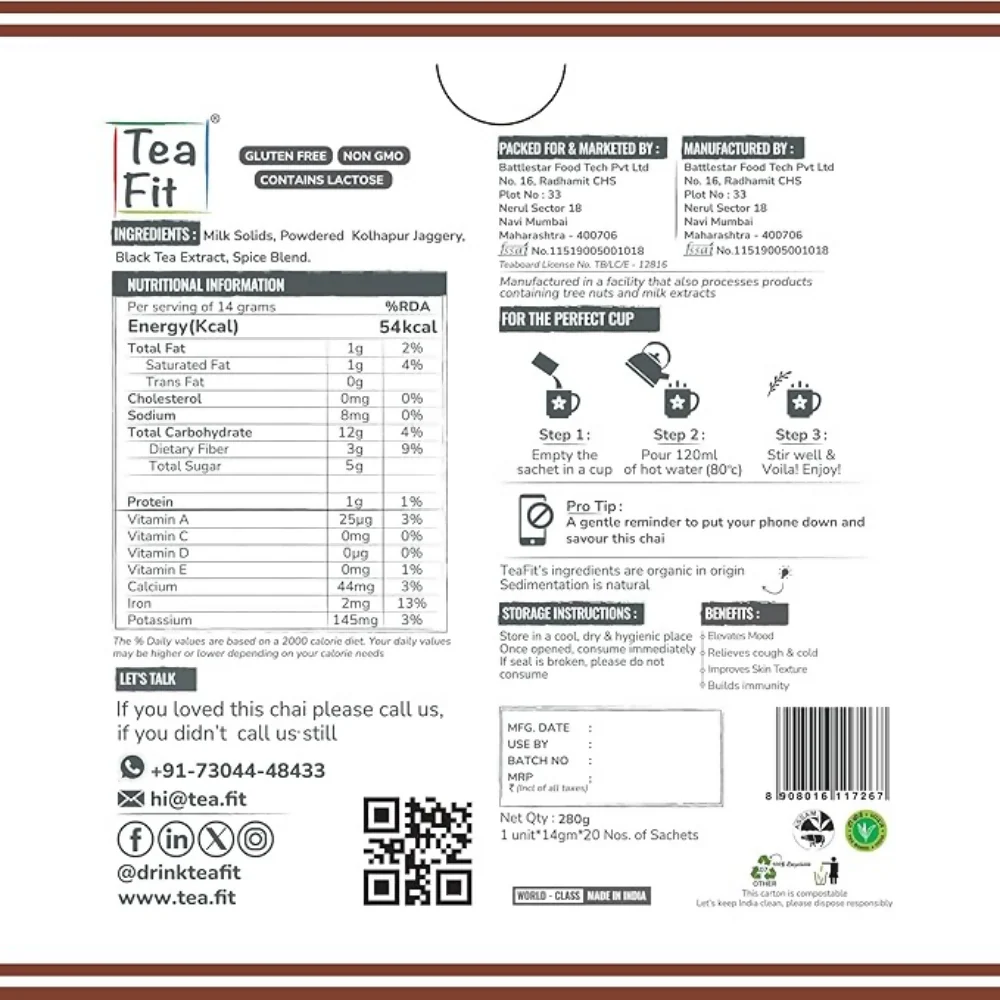 TeaFit Instant Jaggery Masala Tea Premix - Image 4