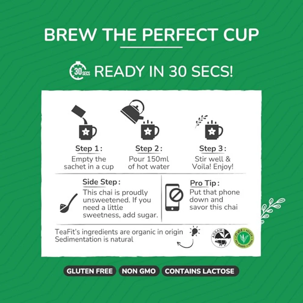 TeaFit Premium NO SUGAR Instant Cardamom Tea Premix - Image 11