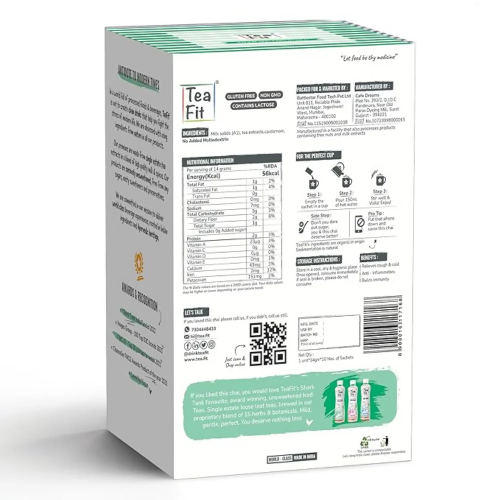 TeaFit Premium NO SUGAR Instant Cardamom Tea Premix - Image 6