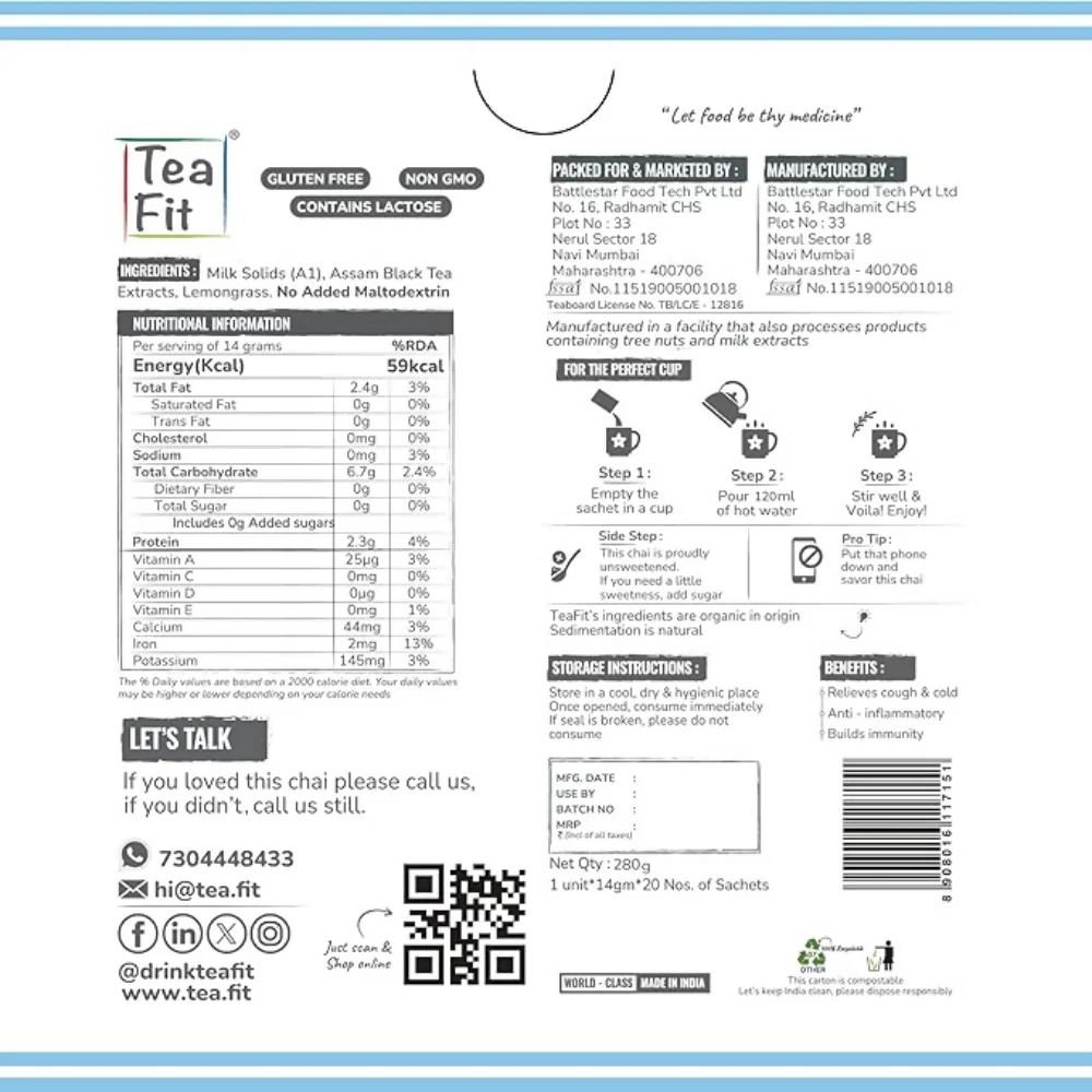TeaFit Premium NO SUGAR Instant Lemongrass Tea Premix - Image 7