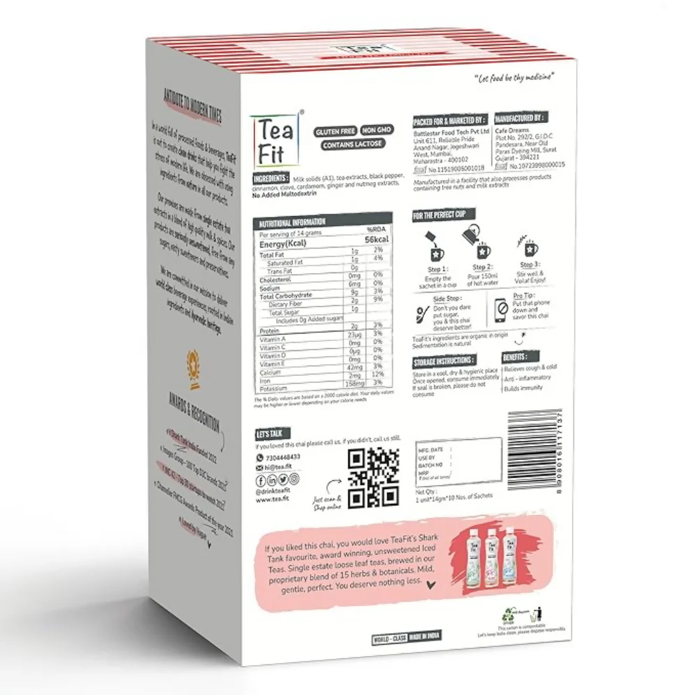 TeaFit Premium NO SUGAR Instant Masala Tea Premix - Image 6