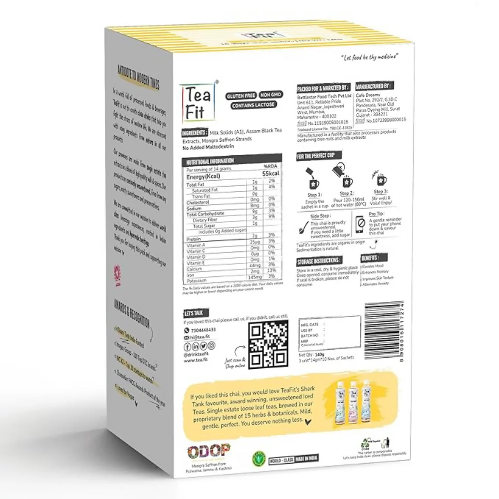TeaFit Premium NO SUGAR Instant Saffron Tea Premix - Image 9