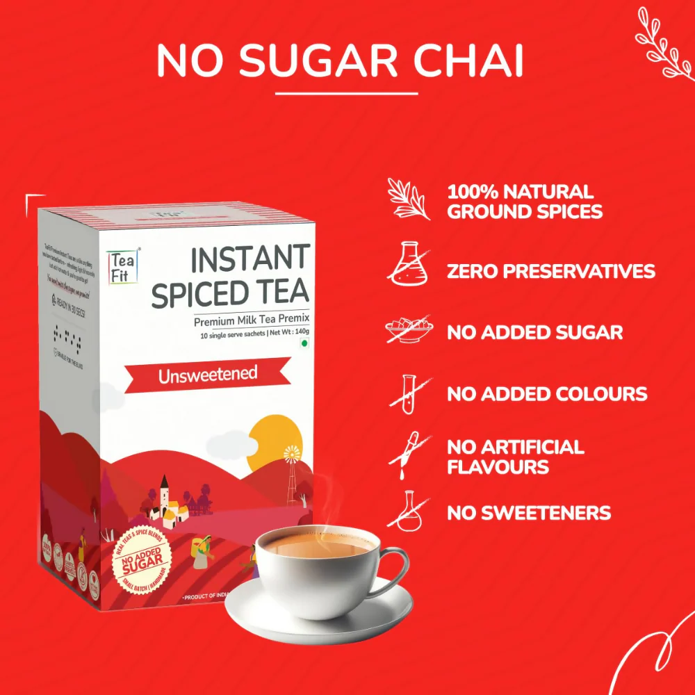 TeaFit Premium Zero Sugar Instant Tea Premix - Masala & Cardamom - Image 3