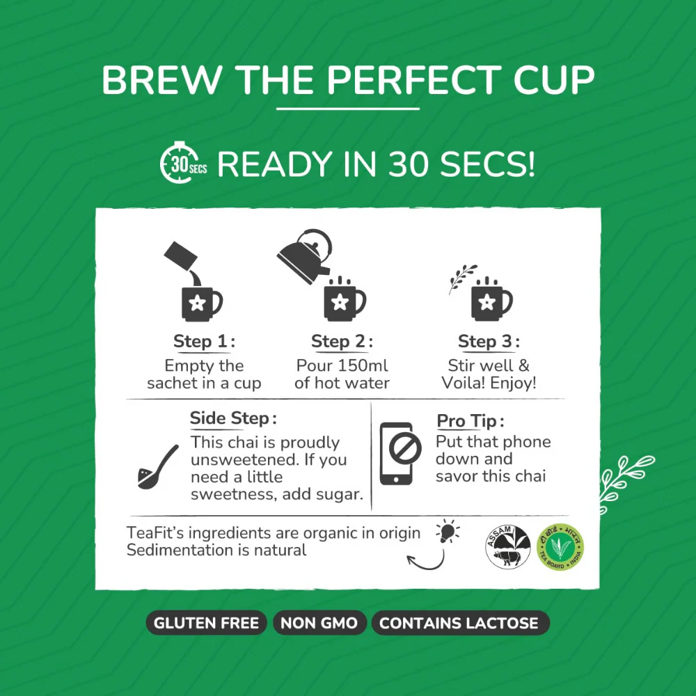 TeaFit Premium Zero Sugar Instant Tea Premix - Masala & Cardamom - Image 6