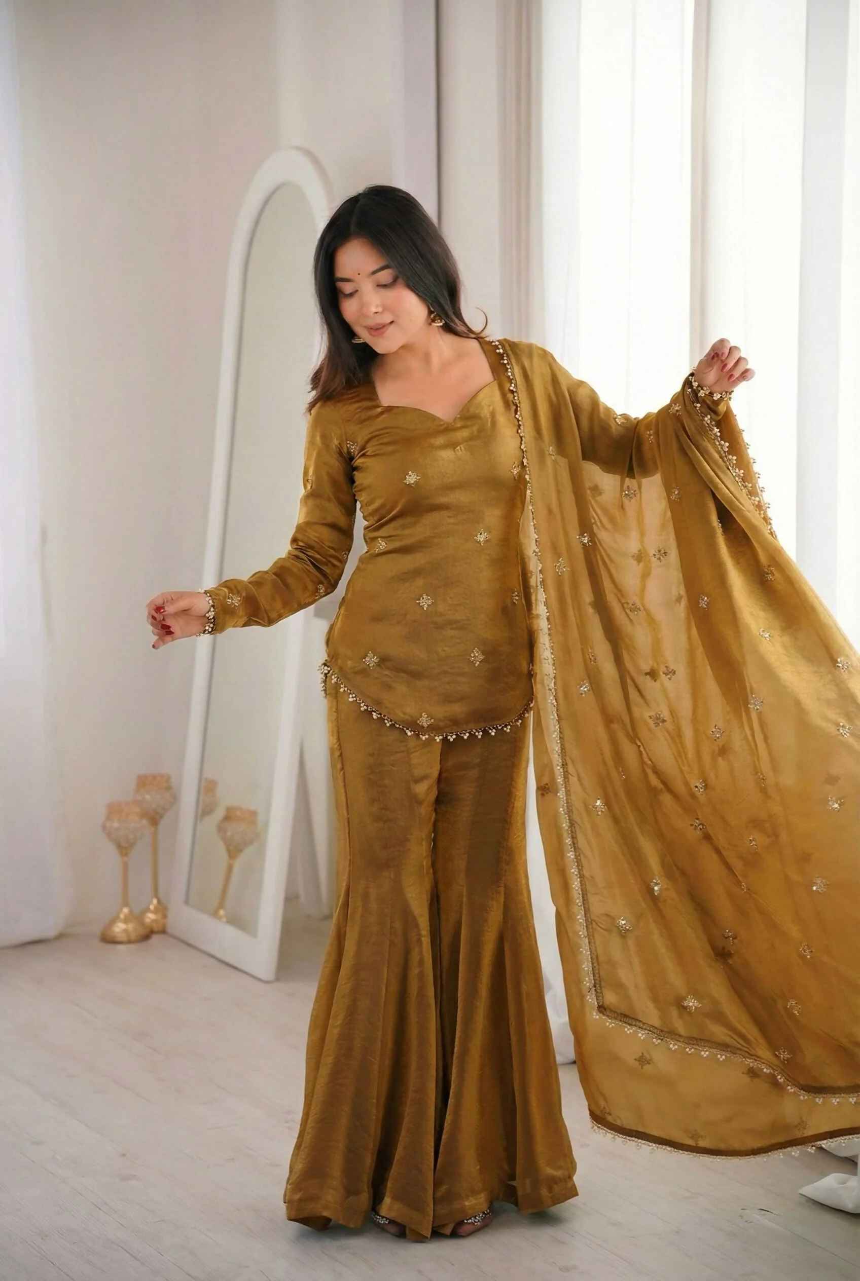 Teeya Creation Olive Fendy Silk Trending Party Wear Salwar Suit - Image 3