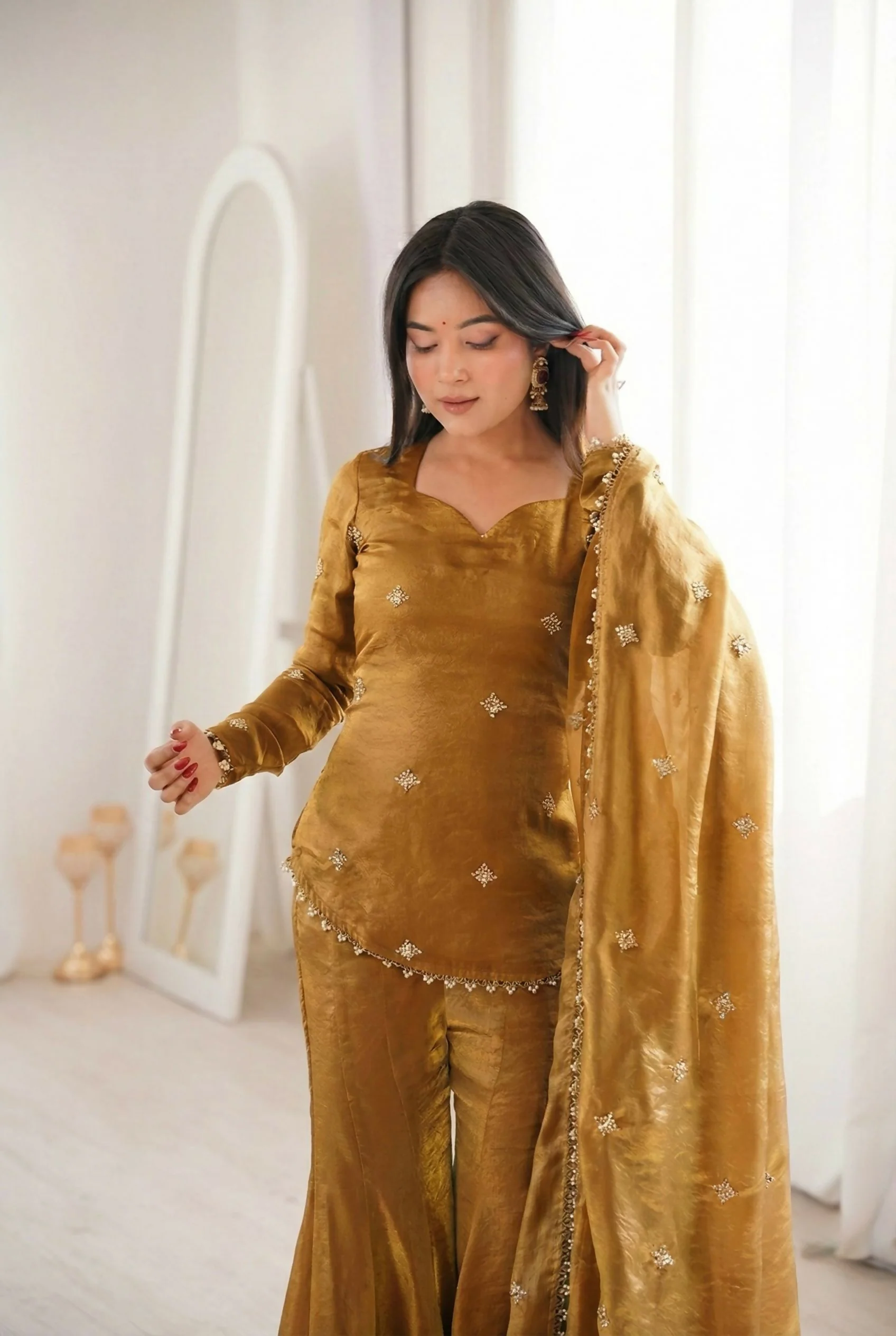 Teeya Creation Olive Fendy Silk Trending Party Wear Salwar Suit - Image 4