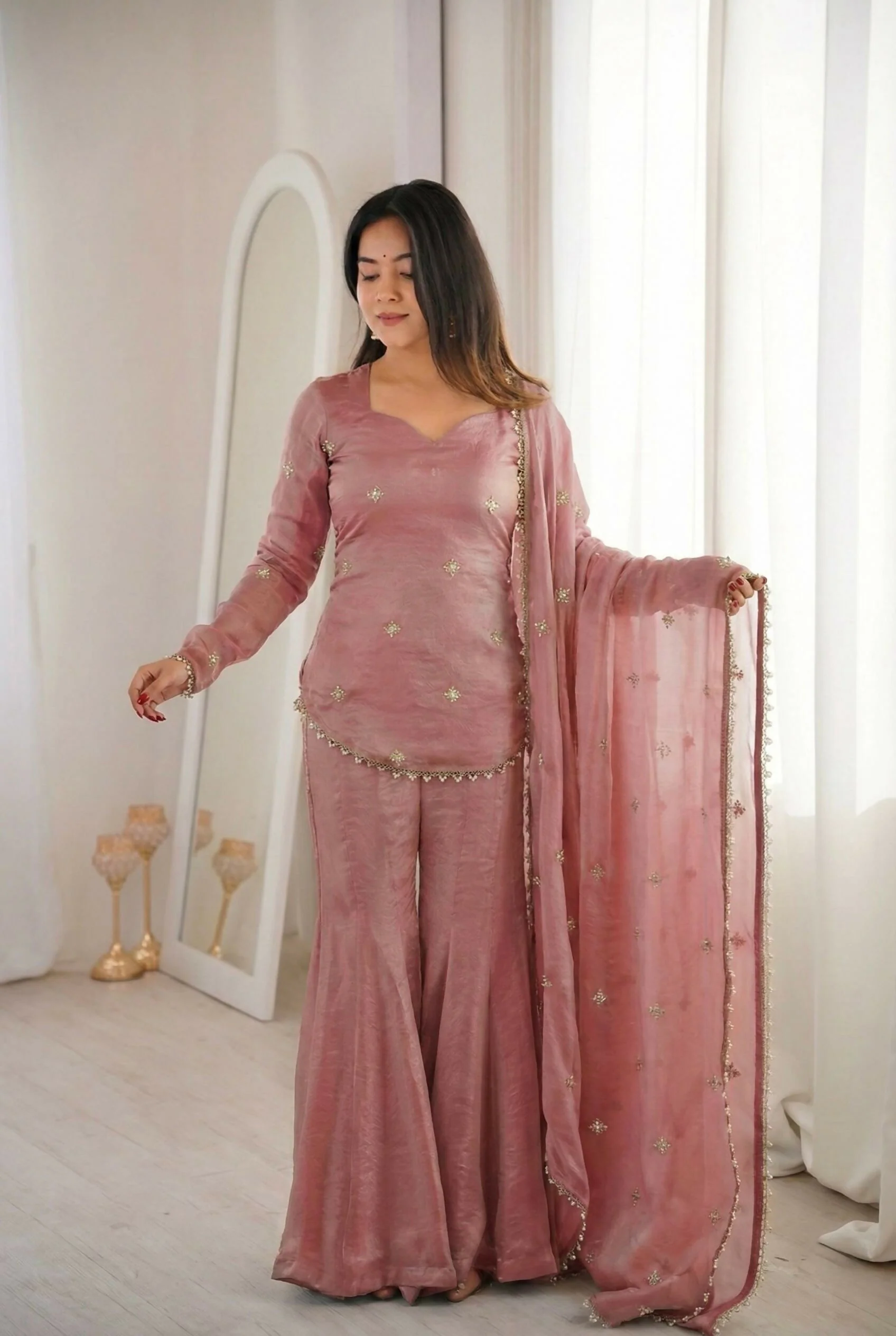 Teeya Creation Peach Fendy Silk Trending Party Wear Salwar Suit - Image 3