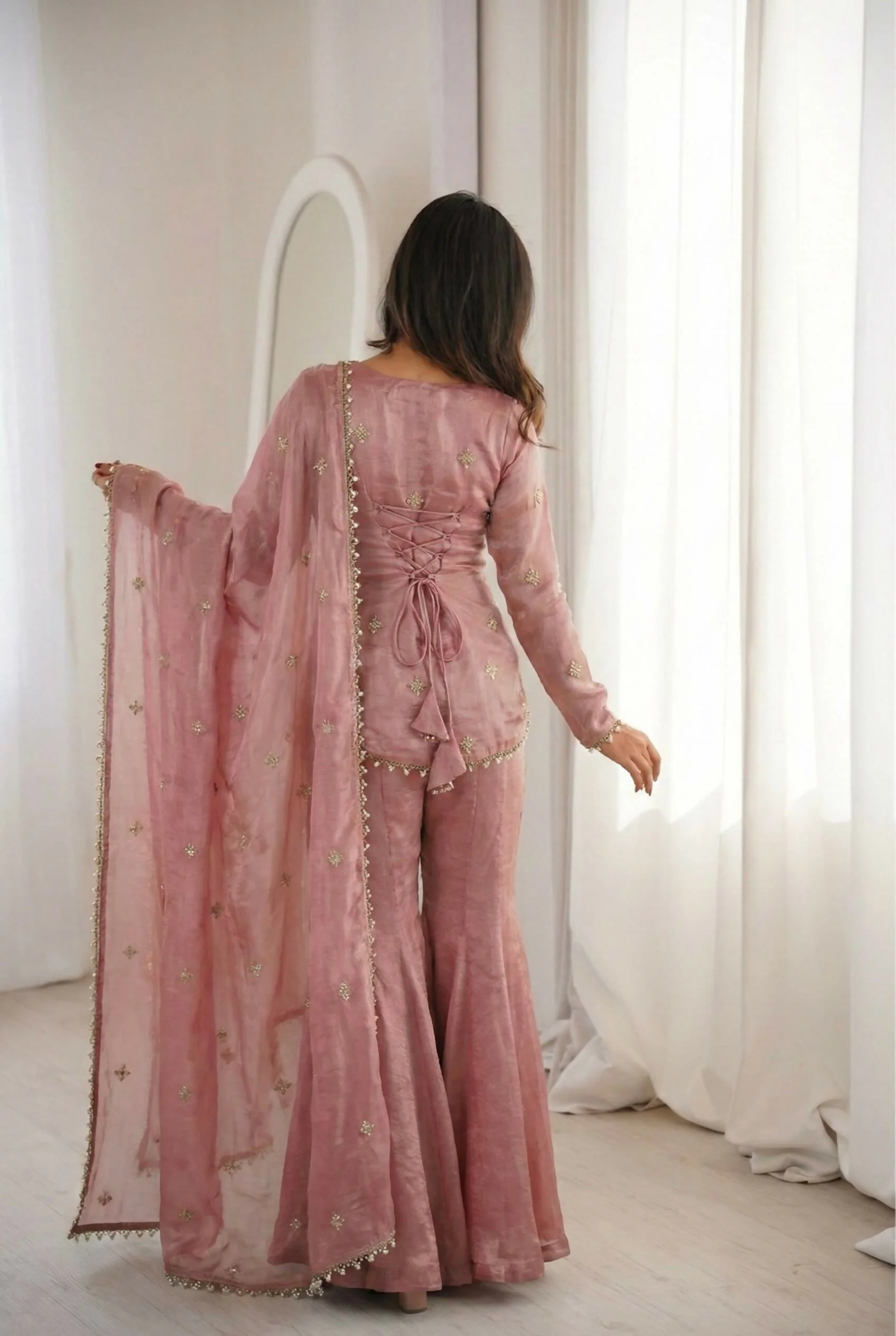 Teeya Creation Peach Fendy Silk Trending Party Wear Salwar Suit - Image 4