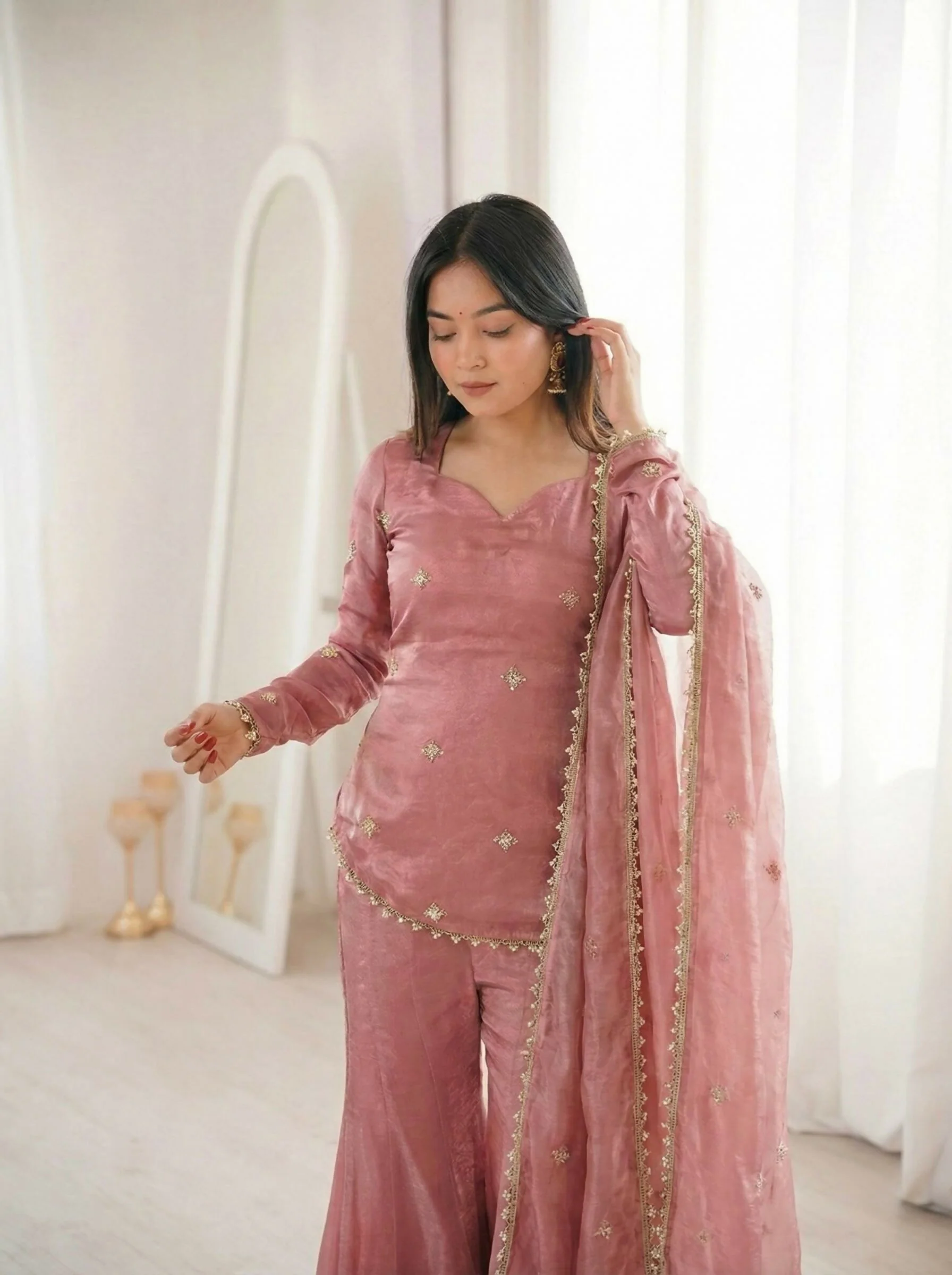 Teeya Creation Peach Fendy Silk Trending Party Wear Salwar Suit - Image 5