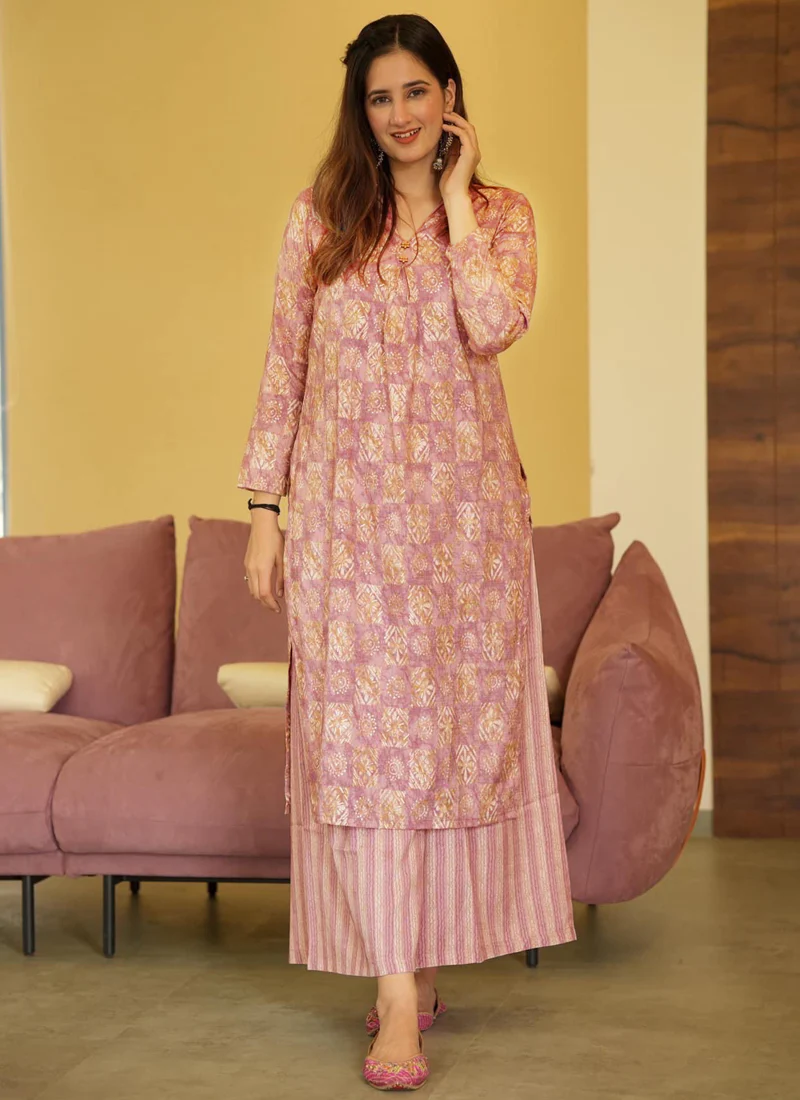 Vegaa Fashion Coral Muslin Digital Print Designer Kurti Pant