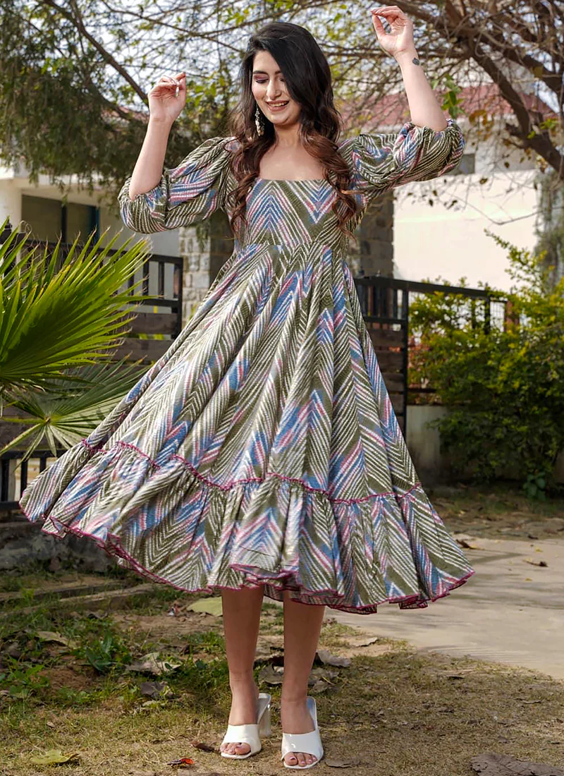Vegaa Fashion Multi Color Rayon Digital Print Designer Western Gown - Image 2