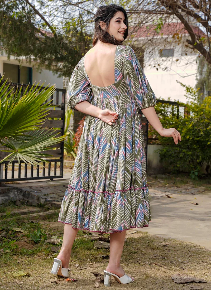 Vegaa Fashion Multi Color Rayon Digital Print Designer Western Gown - Image 3
