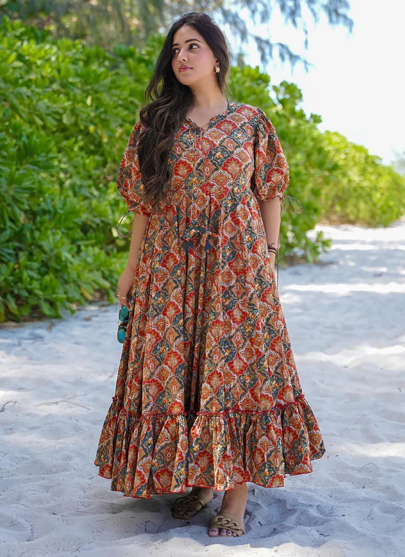 Vegaa Fashion Multi Color Rayon Digital Print Designer Western Gown - Image 2