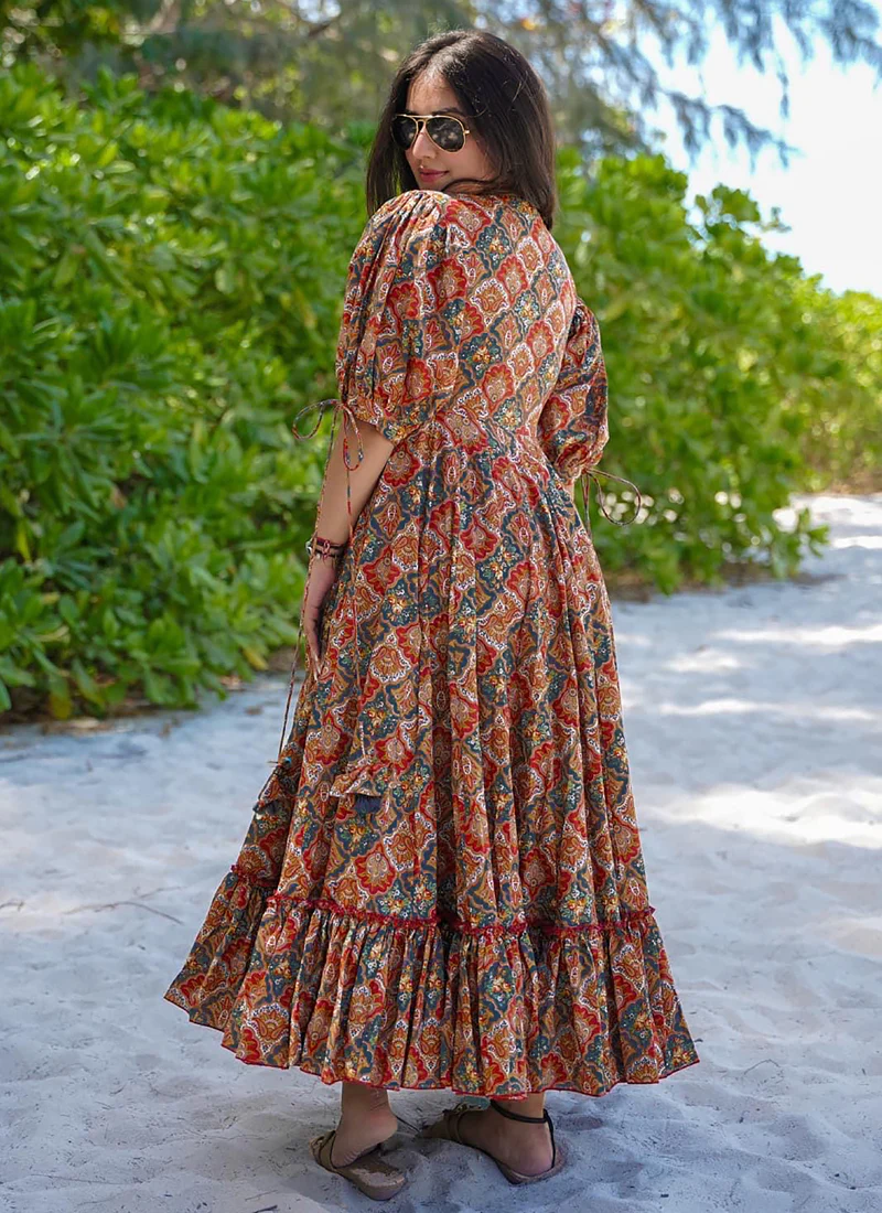 Vegaa Fashion Multi Color Rayon Digital Print Designer Western Gown - Image 3