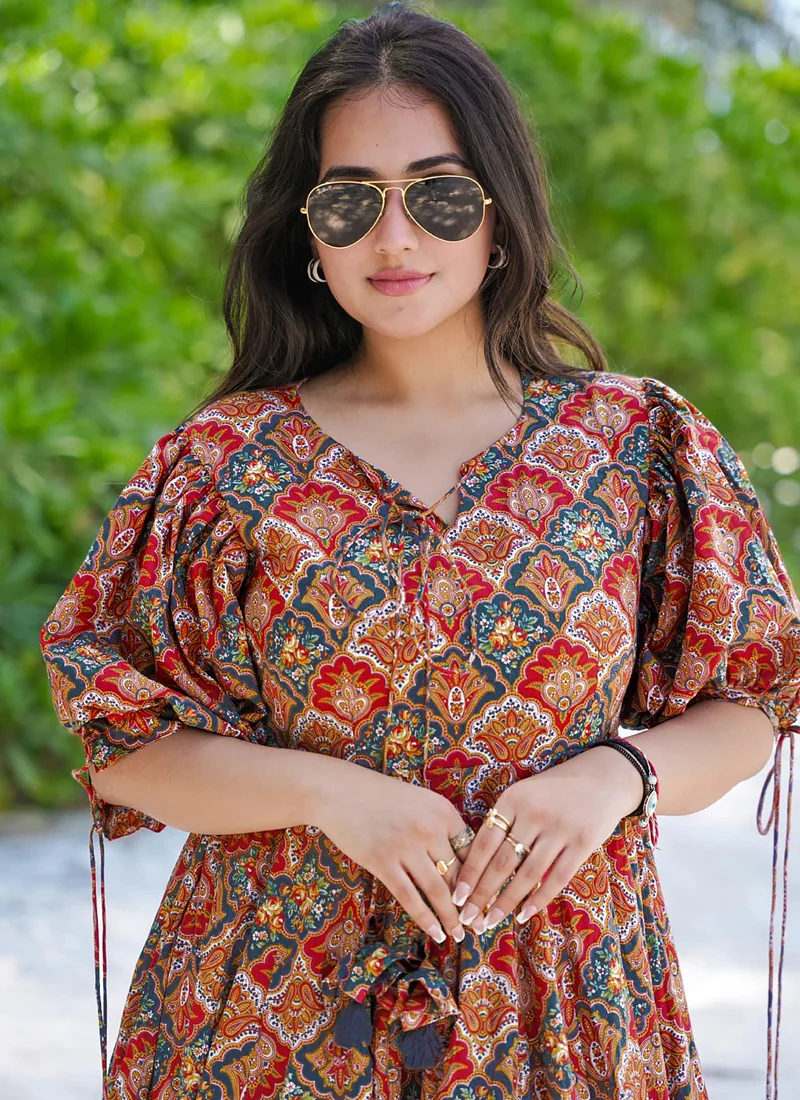 Vegaa Fashion Multi Color Rayon Digital Print Designer Western Gown - Image 4