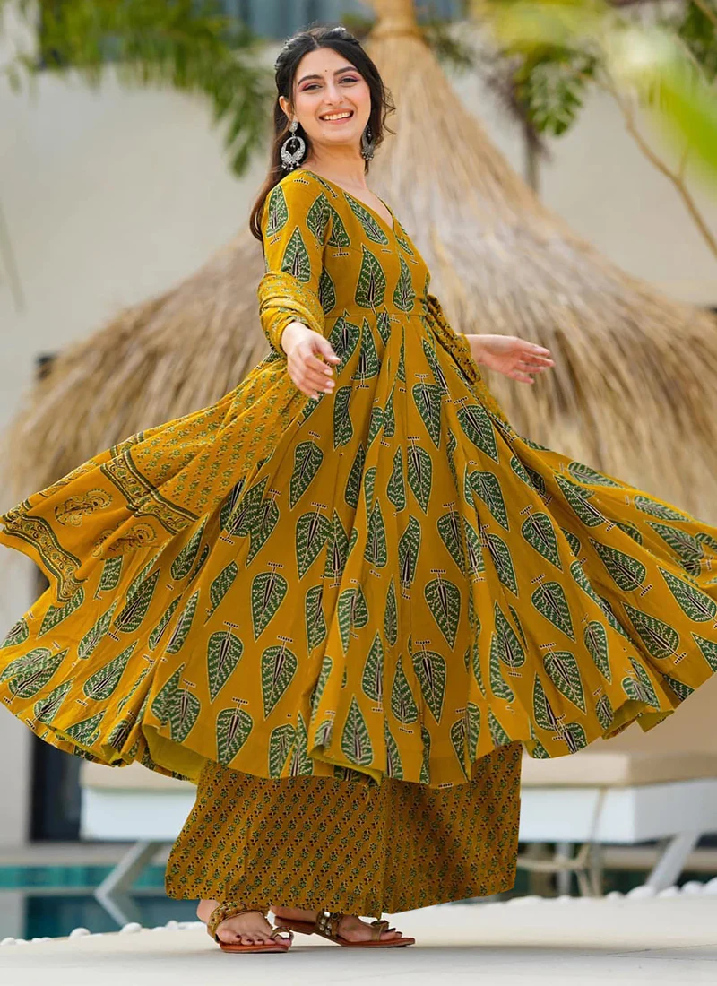 Vegaa Fashion Mustard Muslin Digital Print Designer Salwar Suit - Image 2