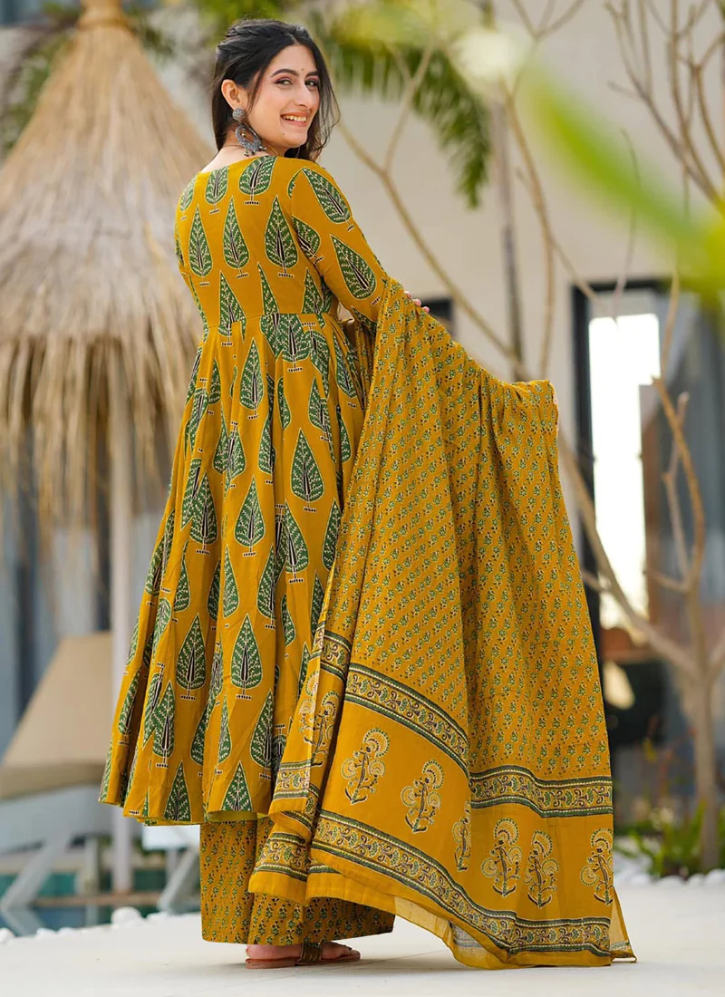 Vegaa Fashion Mustard Muslin Digital Print Designer Salwar Suit - Image 3