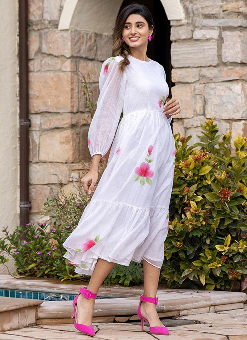 Vegaa Fashion Off White Rayon Kota Checks Digital Print Kurti - Image 3