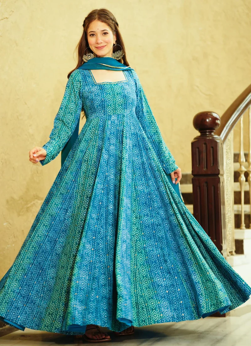 Vegaa Fashion Rama Georgette Digital Print Designer Gown For Festive - Image 2
