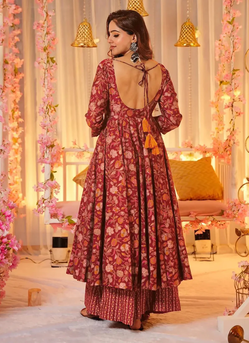 Vegaa Fashion Red Muslin Digital Print Designer Salwar Suit - Image 3