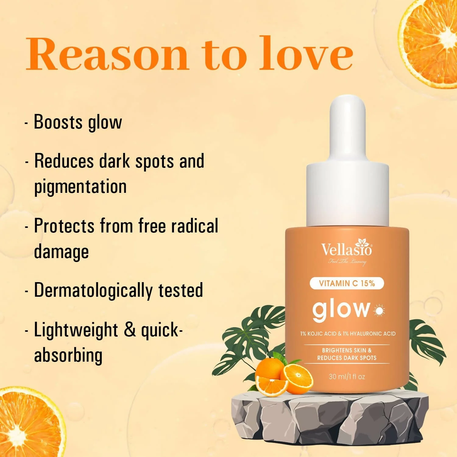 Vellasio 15% Vitamin C Serum with Hyaluronic Acid & Kojic Acid - Image 7